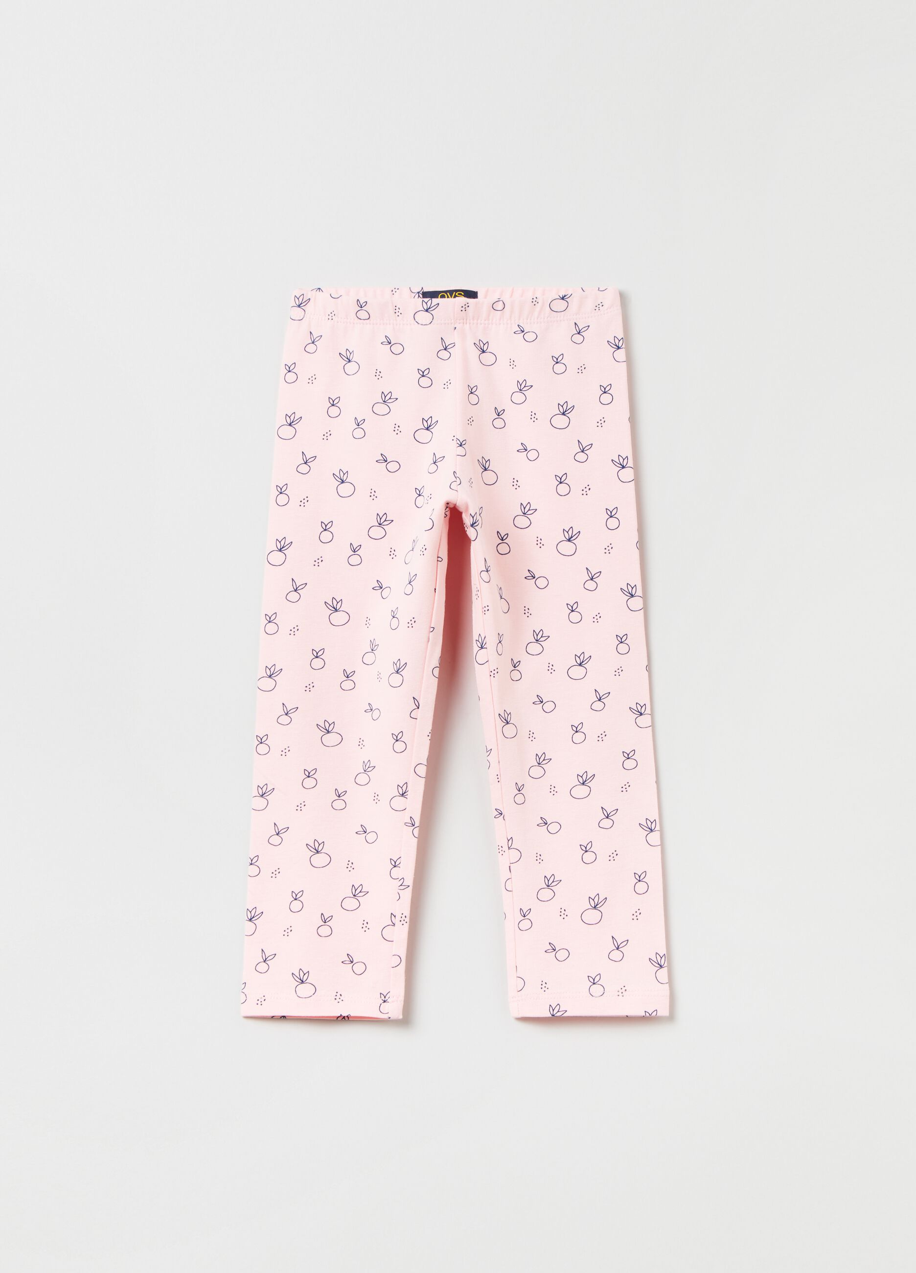 Stretch cotton leggings with fruit print