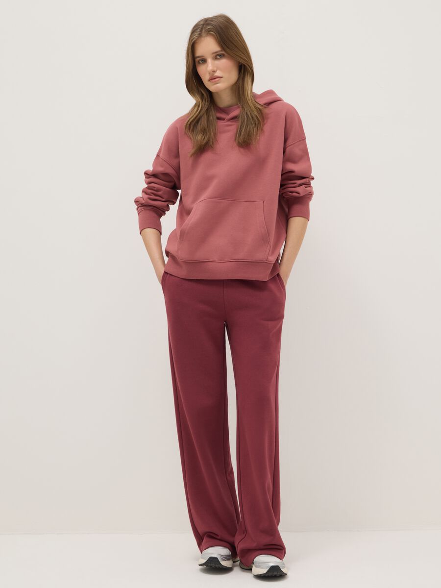 Red cotton blend hoodie regular fit sweatshirt_1