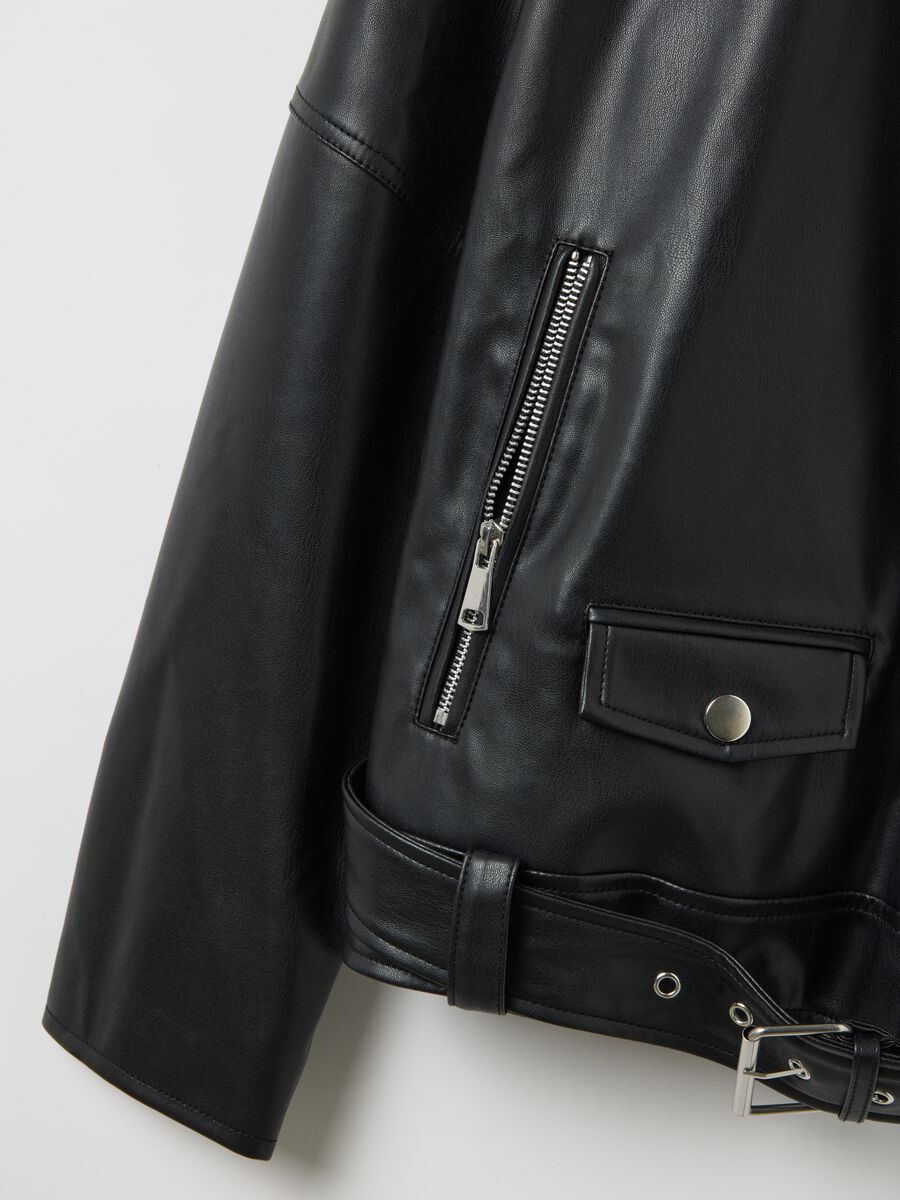 Black vegan leather jacket regular fit_5