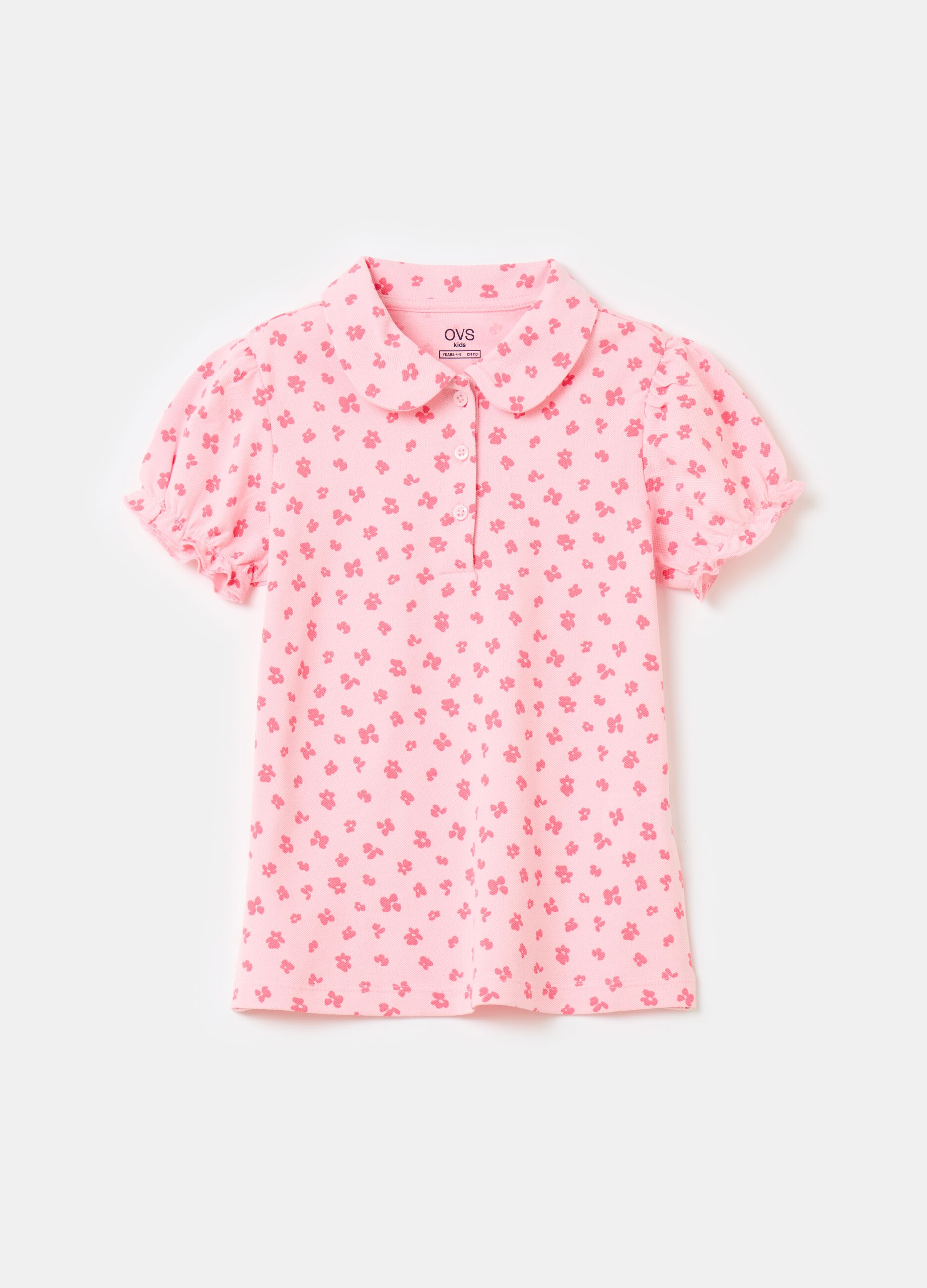 Polo con stampa a fiorellini all-over