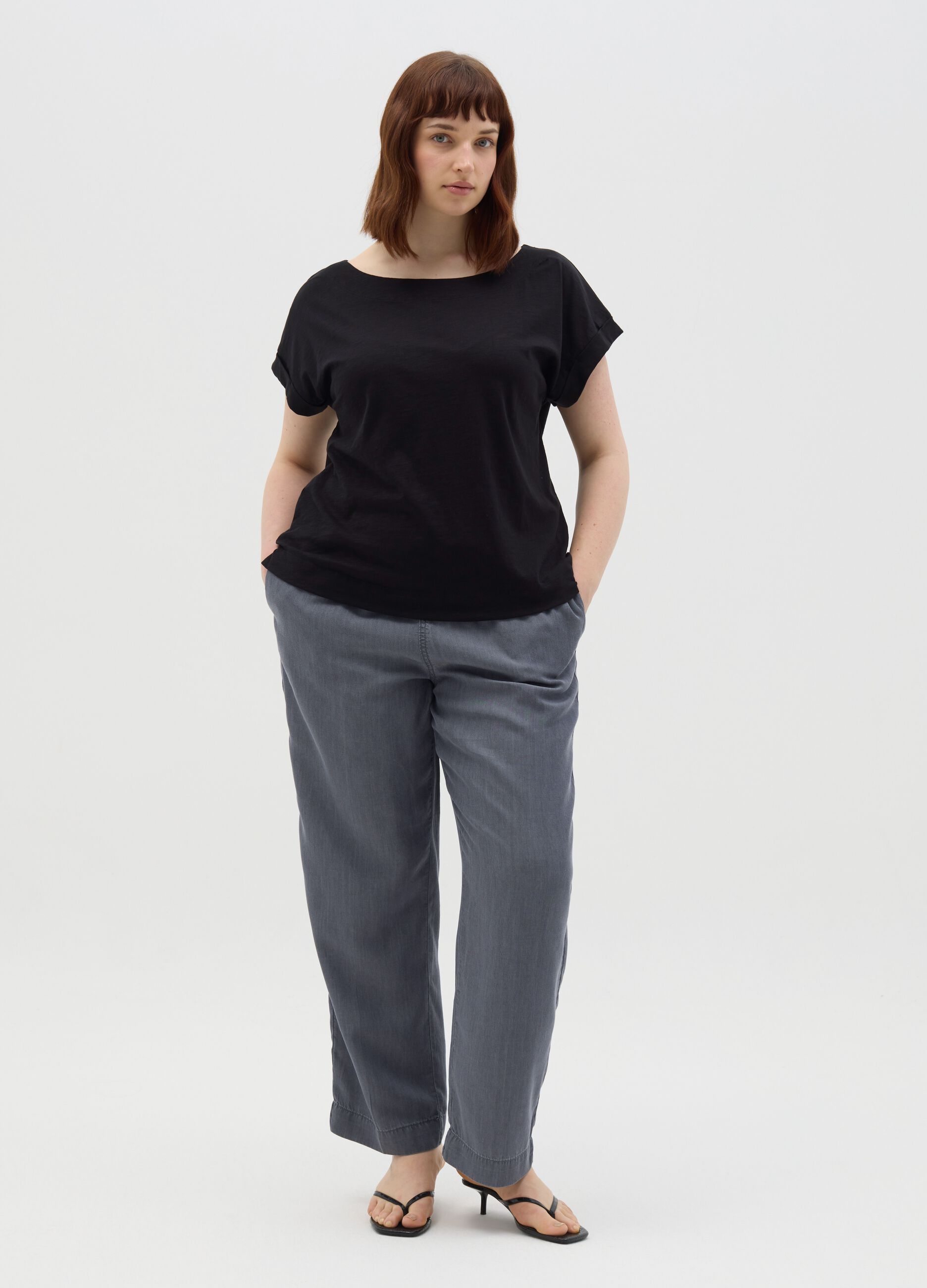 Curvy T-shirt in slub jersey