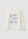 White stretch cotton T-shirt with Lilo & Stitch print, regular fit_0