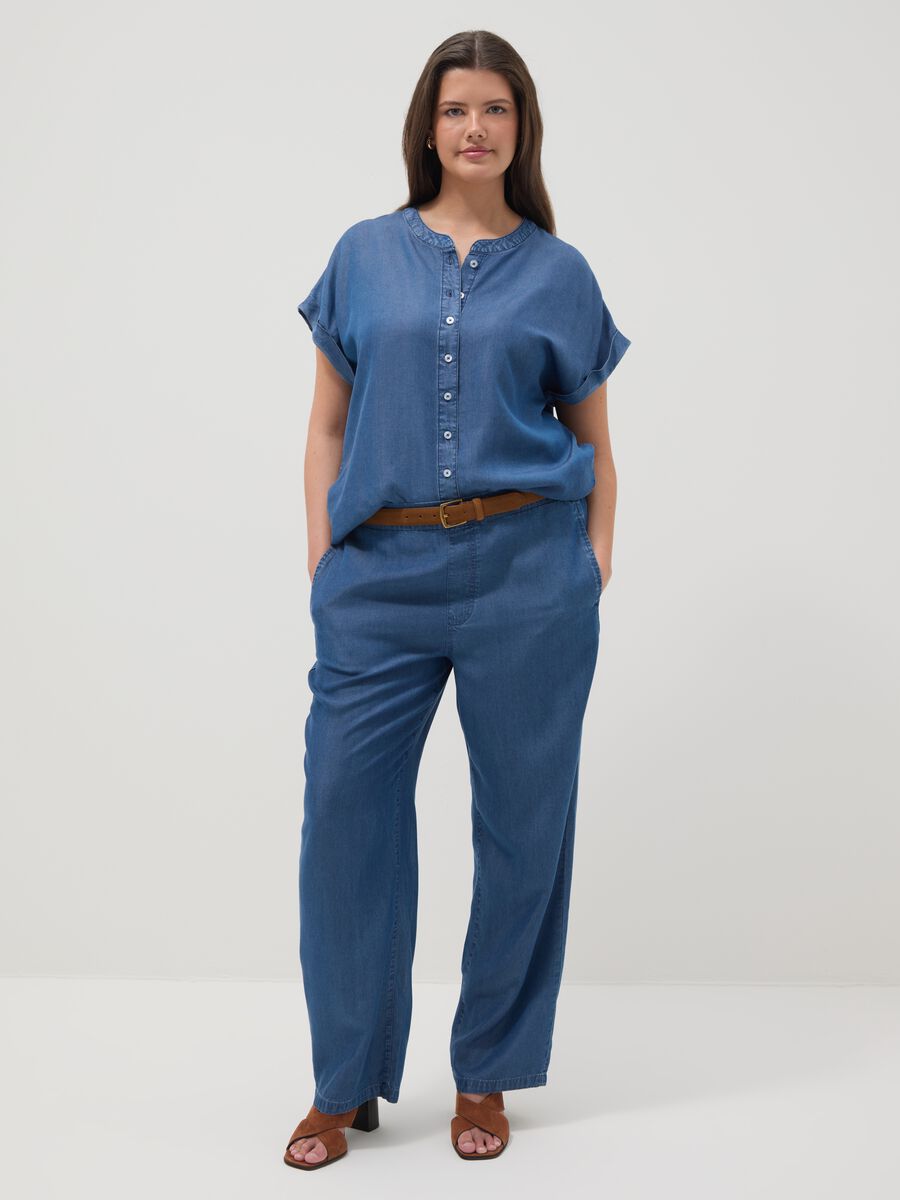 Pantaloni jogger in puro lyocell blu regular fit_0