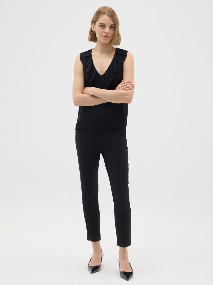 Black oversized pure viscose blouse_1