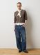 Brown crew neck cardigan in pure wool regular fit_1