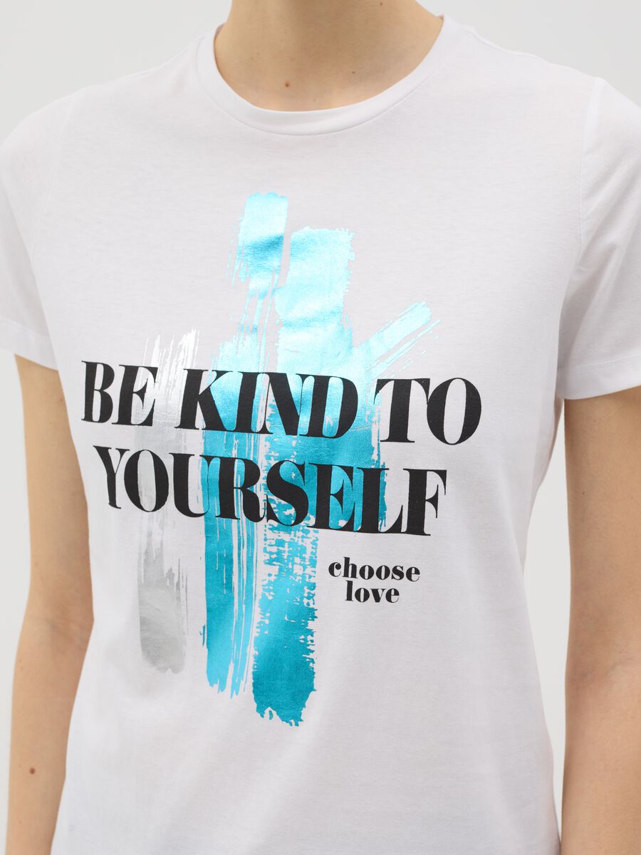 Black cotton T-shirt with foil print_3