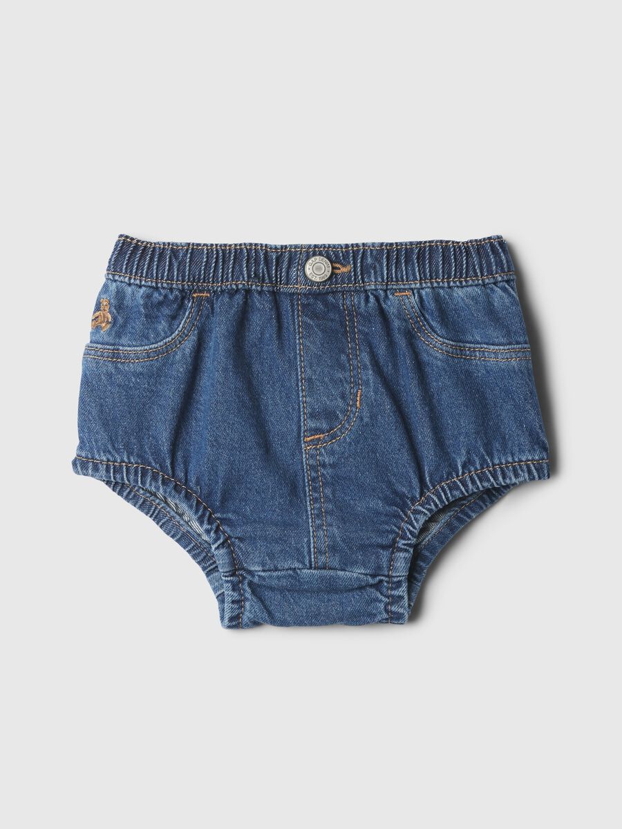 Denim French knickers with teddy bear embroidery_0