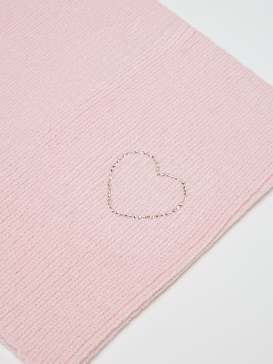 Girls' Pink Neck Warmer with Embroidered Heart_1