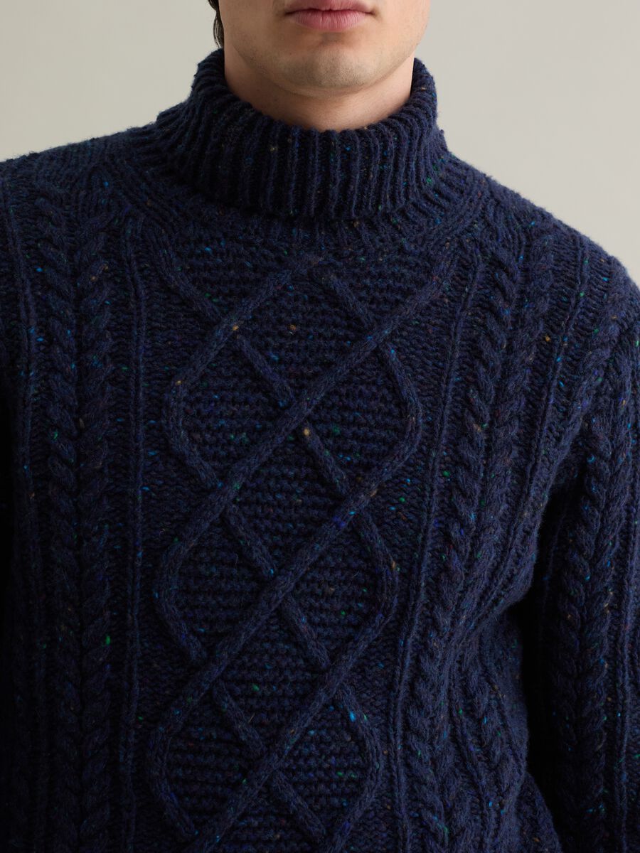 Cable-knit mélange pullover with high neck_2