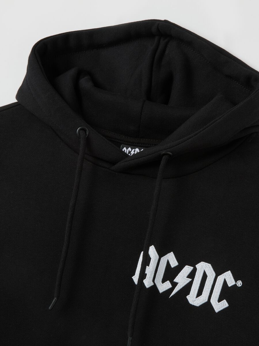 Felpa in misto cotone nera con cappuccio con stampa AC/DC_5