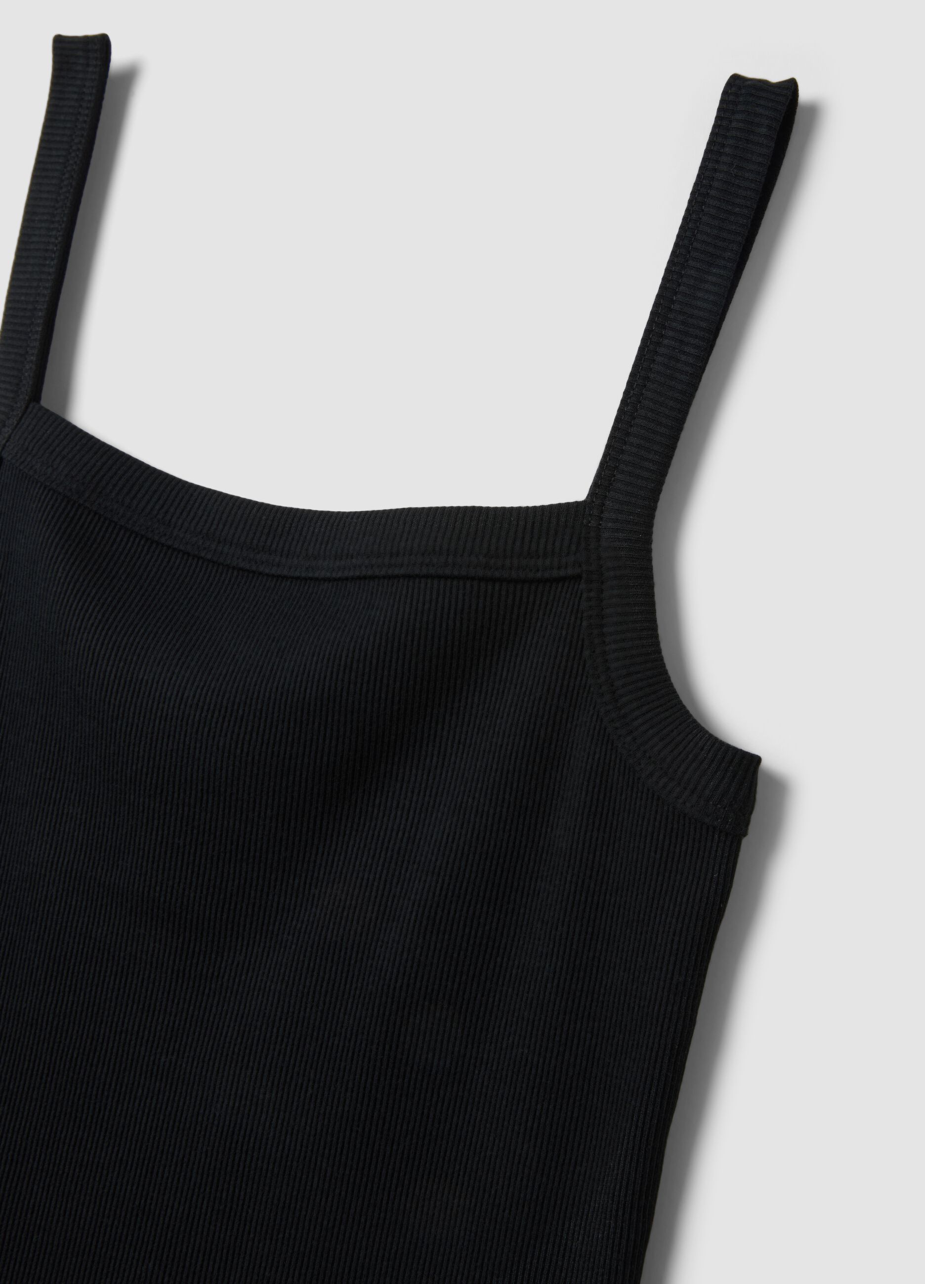 Black ribbed pure cotton tank top