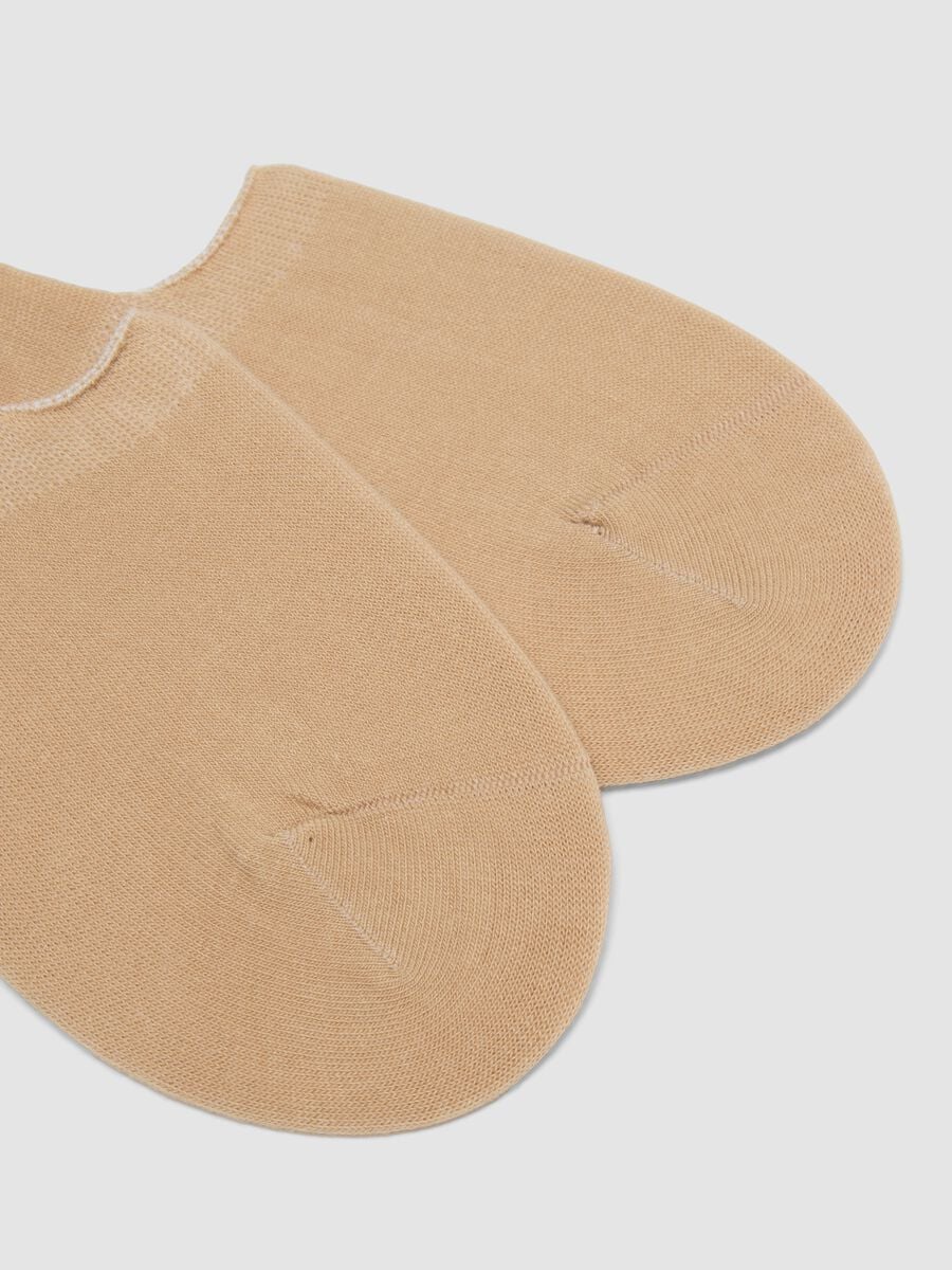 3-pack of beige invisible socks in stretchy organic cotton_2
