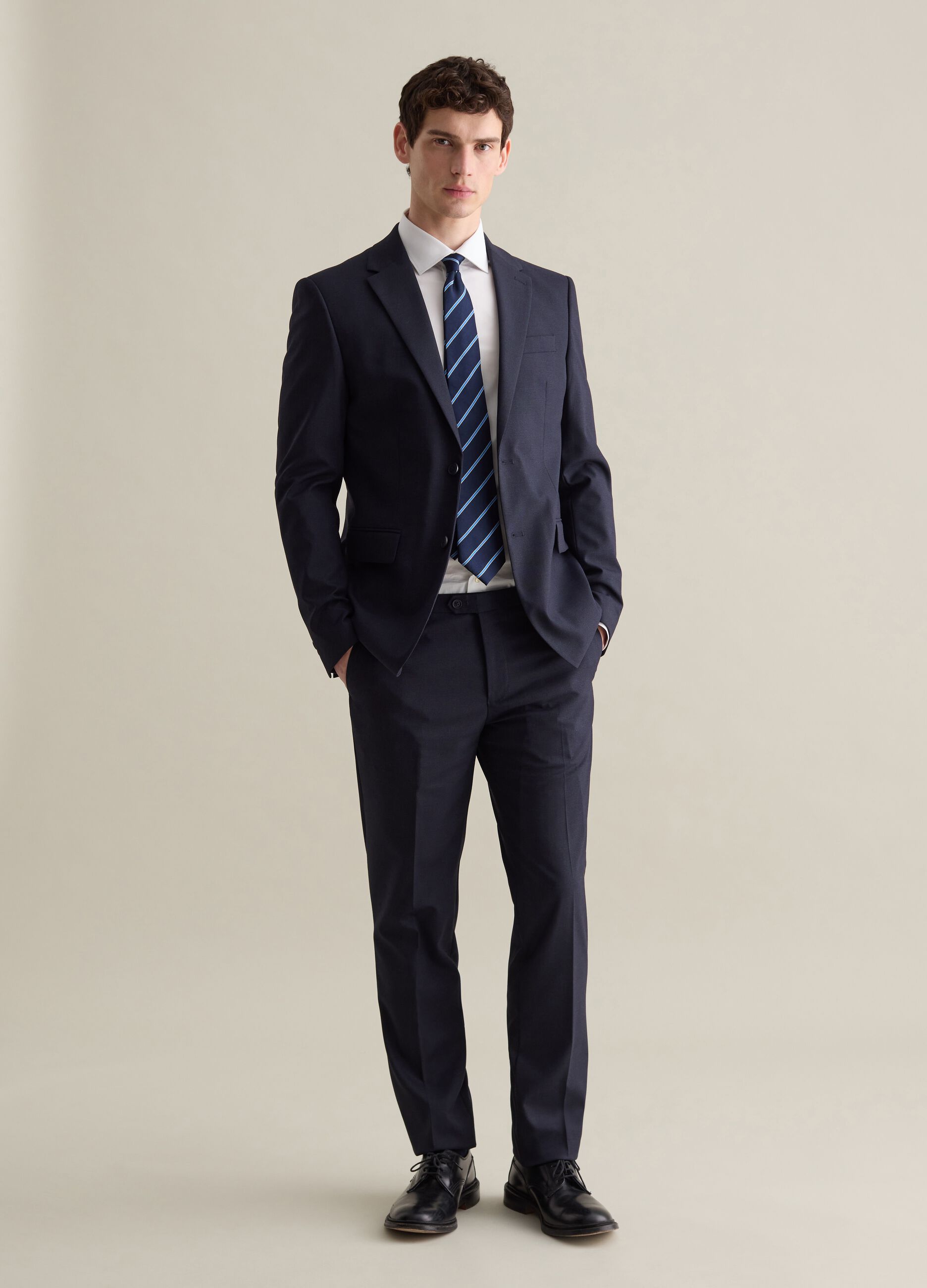 Slim-fit blue tailored trousers