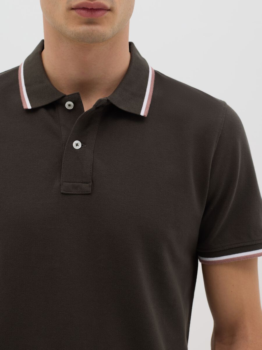 Brown short sleeve cotton polo_3