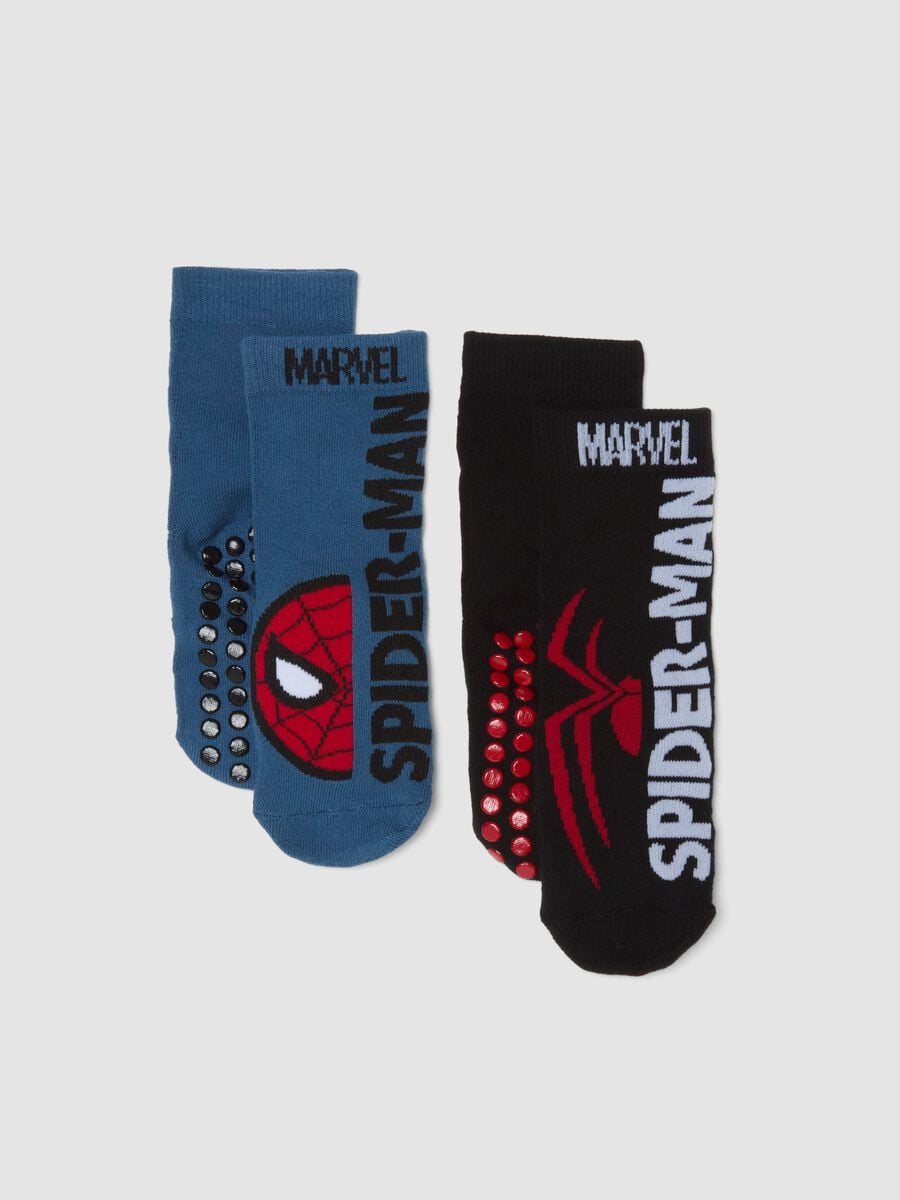 Bipack di calze antiscivolo blu in cotone organico elasticizzato Marvel Spider-Man_0