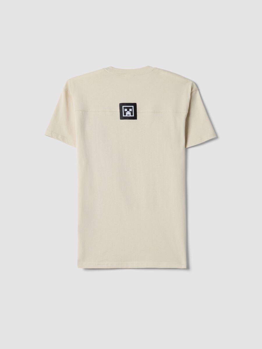 T-shirt in puro cotone beige da ragazzo relaxed fit con stampa_1