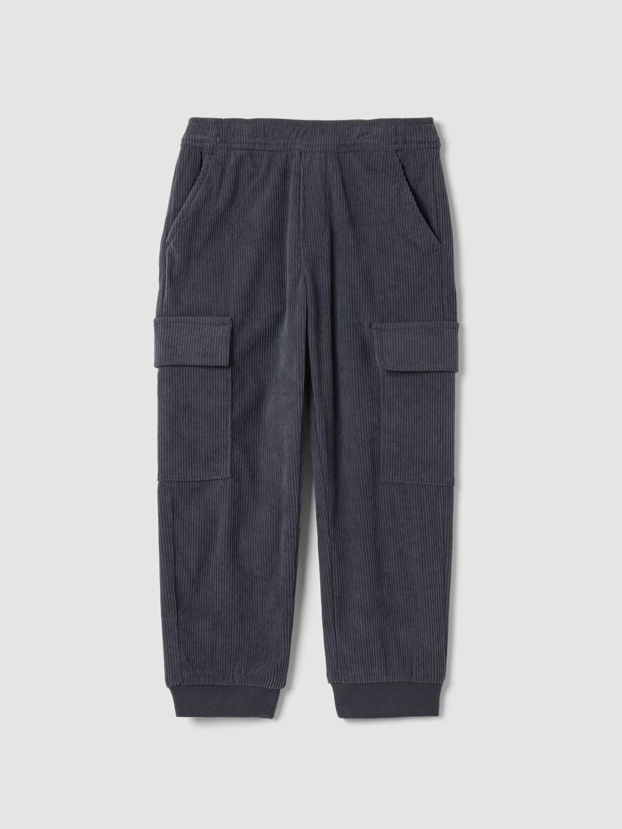 Pantaloni cargo grigi a coste comfort fit_0