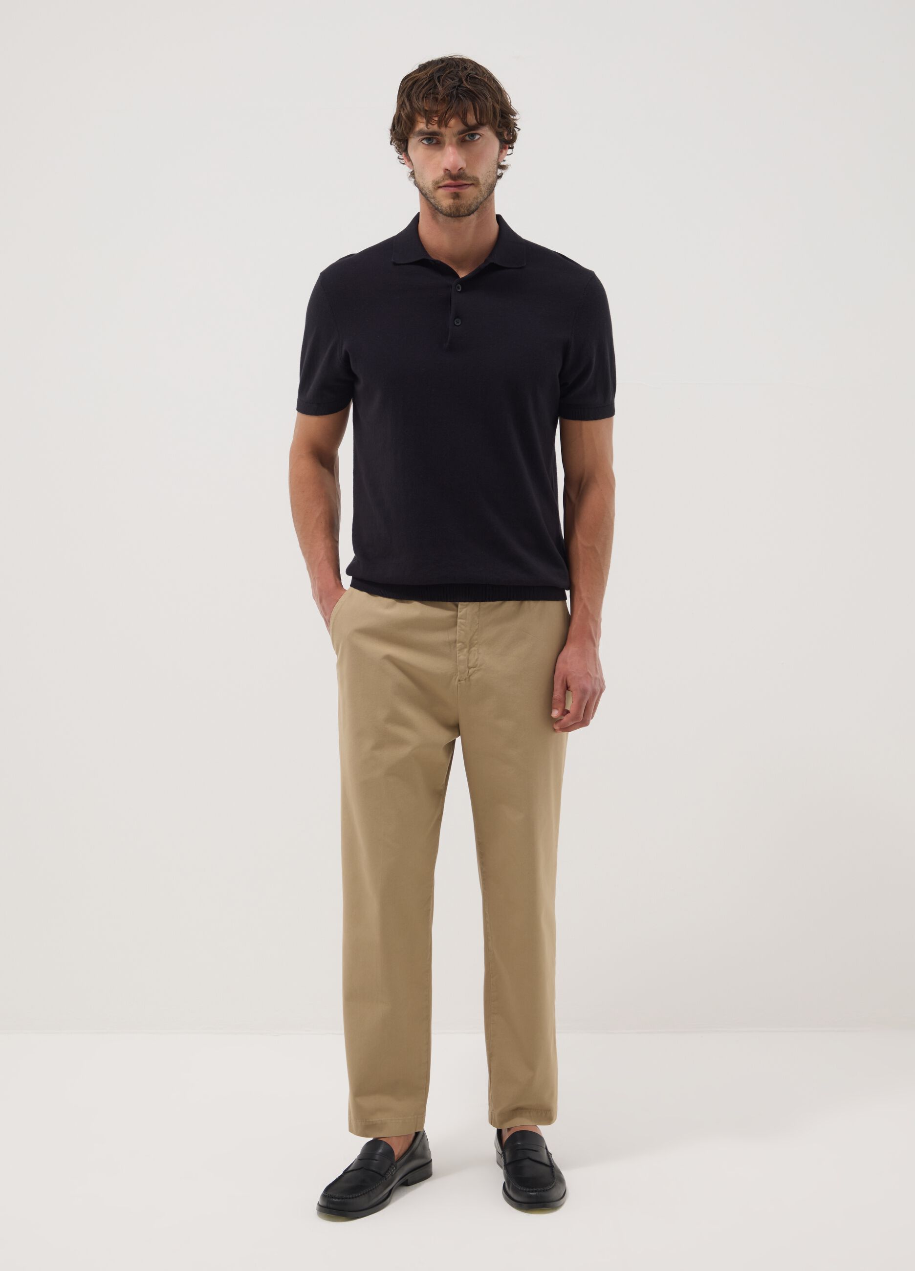 Beige pure cotton chino trousers