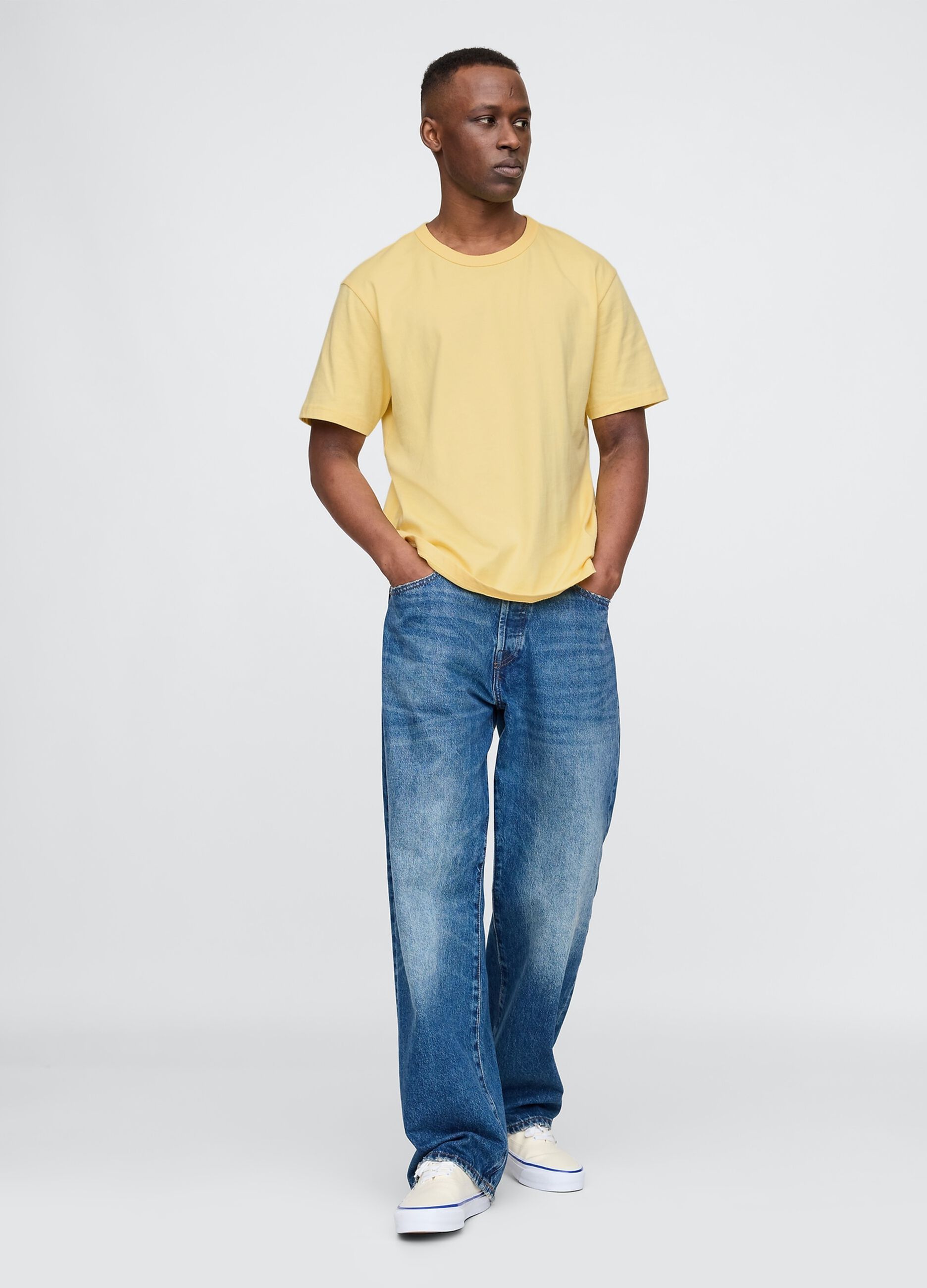 Short Sleeve Yellow Cotton T-shirt