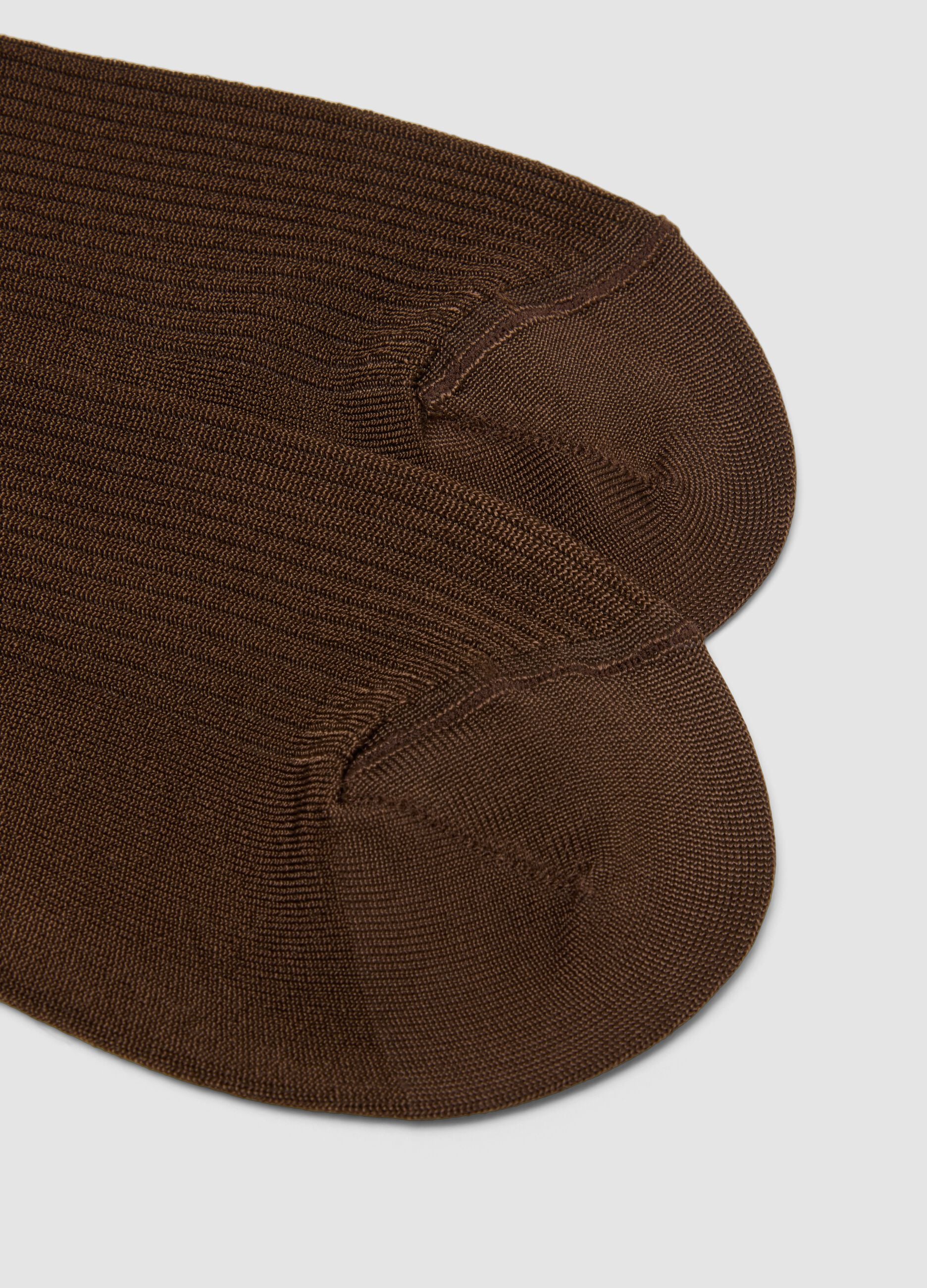 Long brown stretch viscose socks