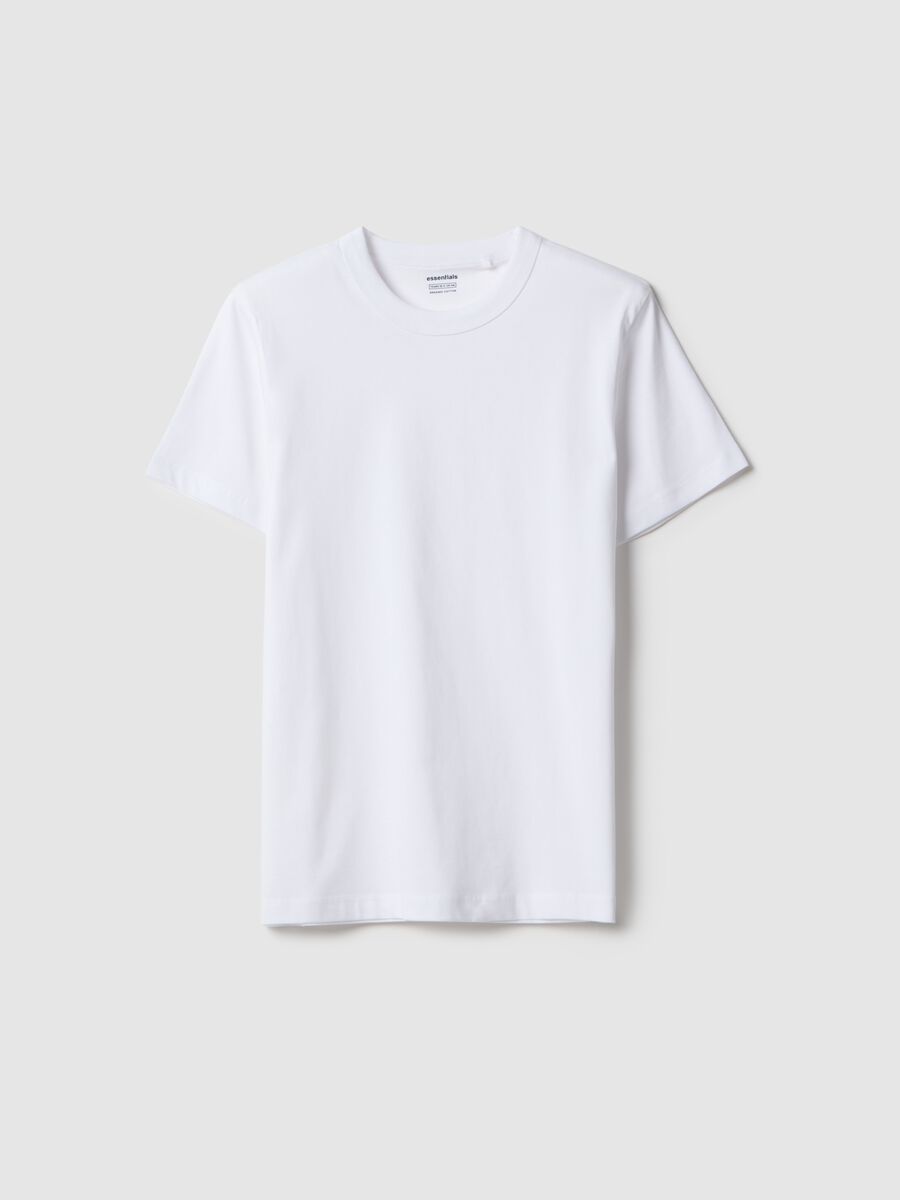 T-shirt girocollo bianca da ragazzo in puro cotone over fit_3