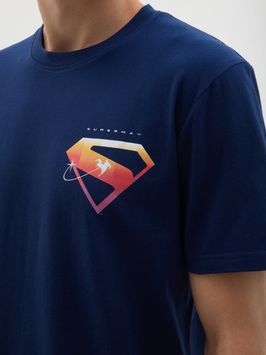 Men's Blue Pure Cotton T-shirt with Superman Print_2