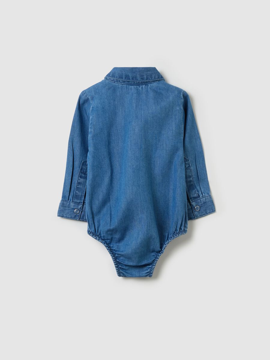 Denim bodysuit shirt with pocket_1