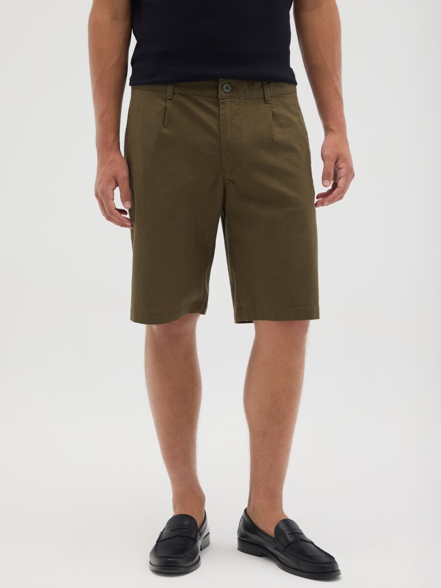 Men's Regular Fit Green Cotton Blend Shorts_1