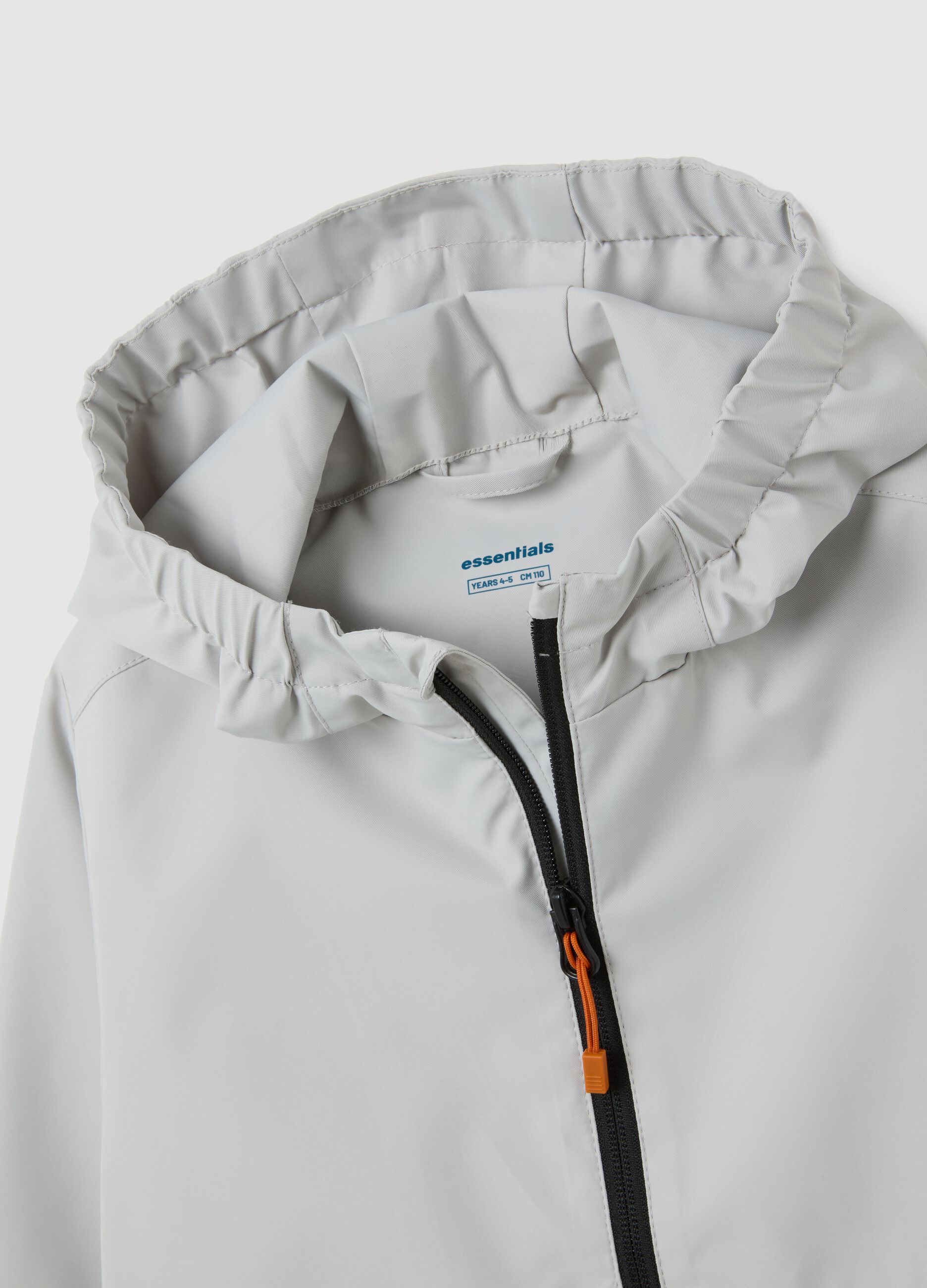 Children's grey jacket with water repellent hood