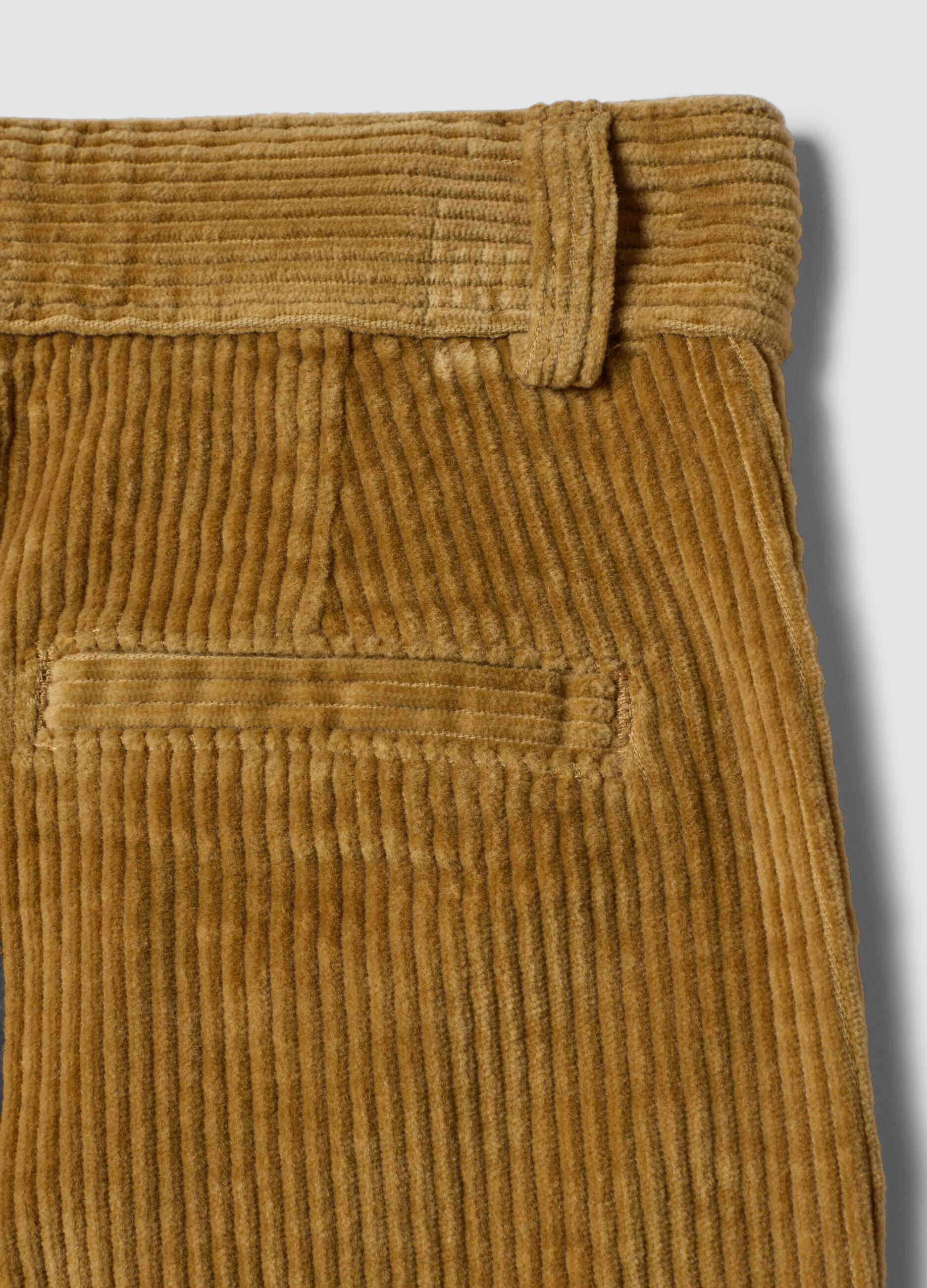 Pantaloni chino gialli in cotone elasticizzato a coste regular fit