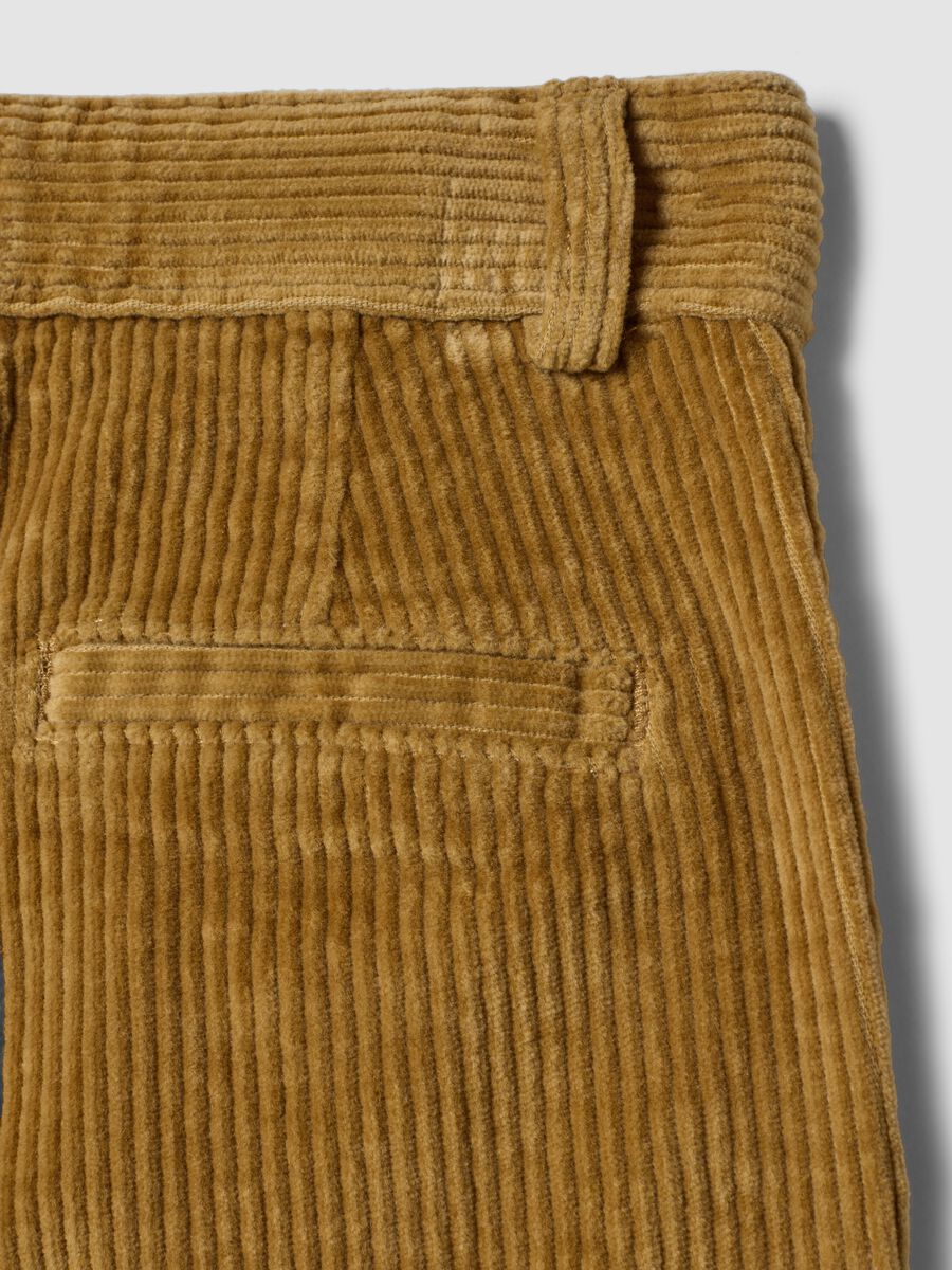 Pantaloni chino gialli in cotone elasticizzato a coste regular fit_3