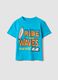 Blue pure cotton kids&rsquo; T-shirt with surf print, regular fit_0