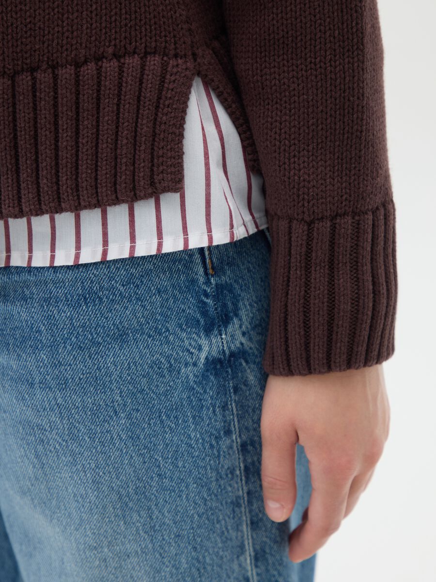 Brown pure cotton turtleneck jumper_3