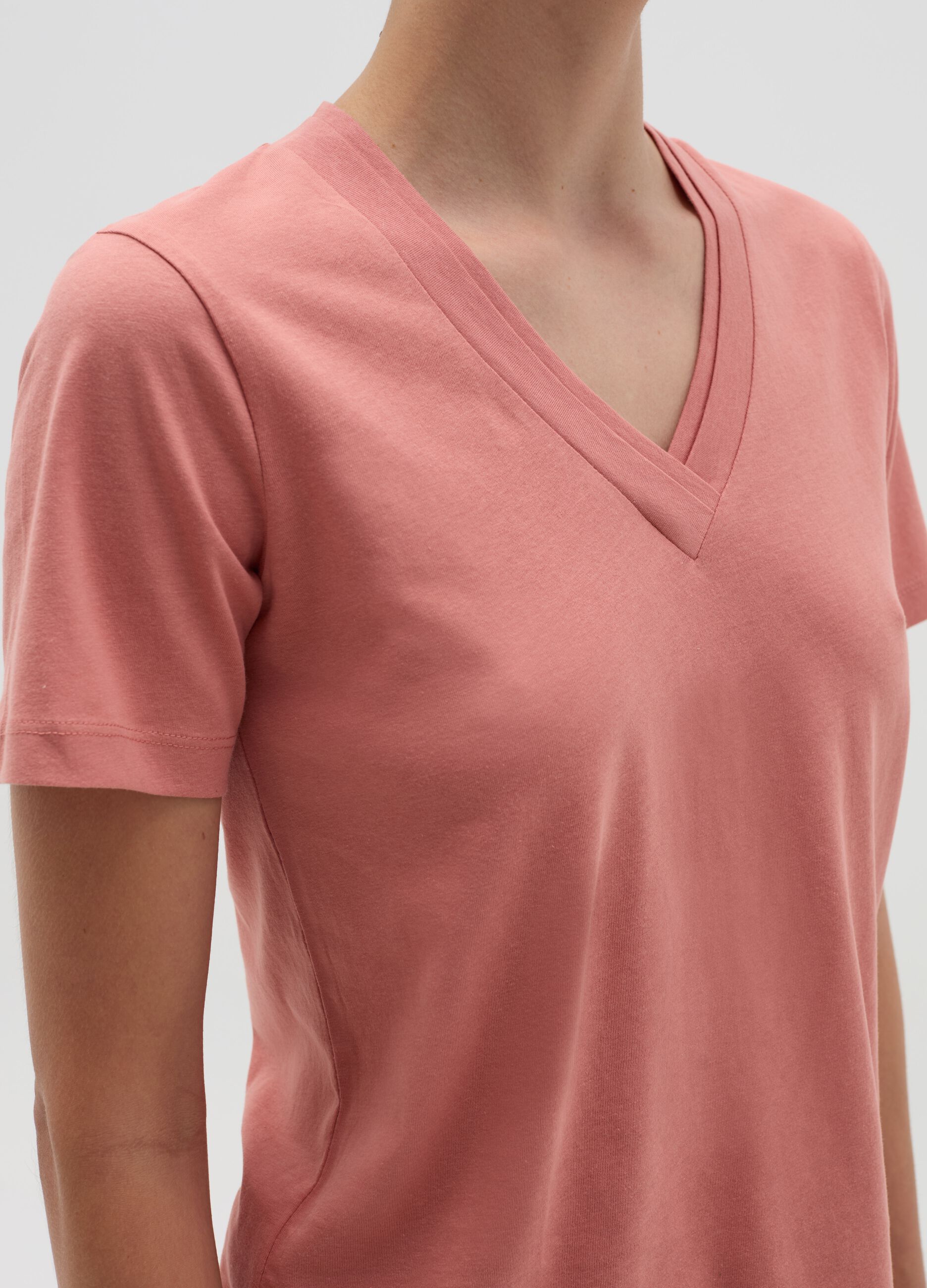 Pink T-shirt with V neck