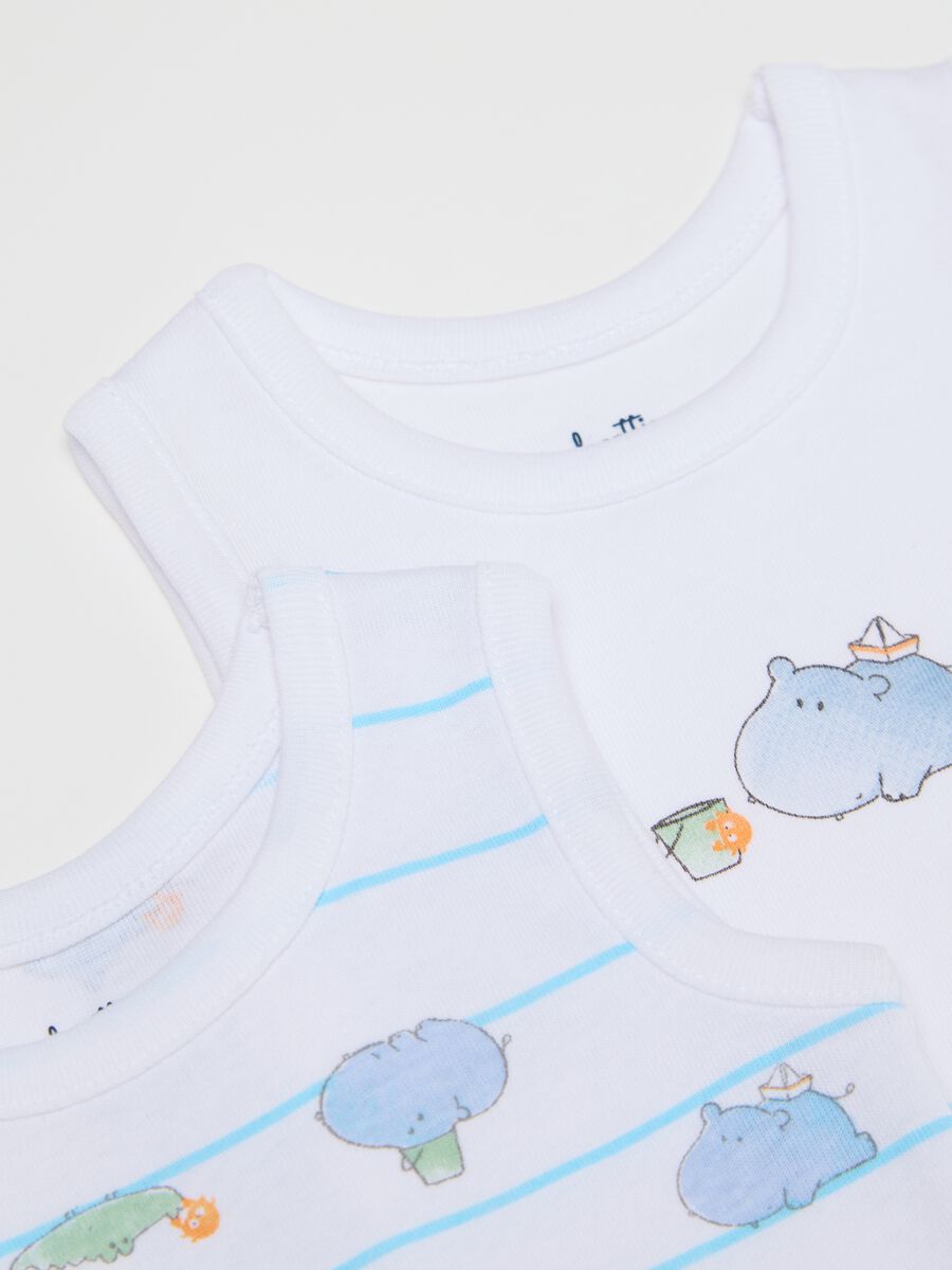 Three-pack white and light blue bodysuits in organic cotton with print_3