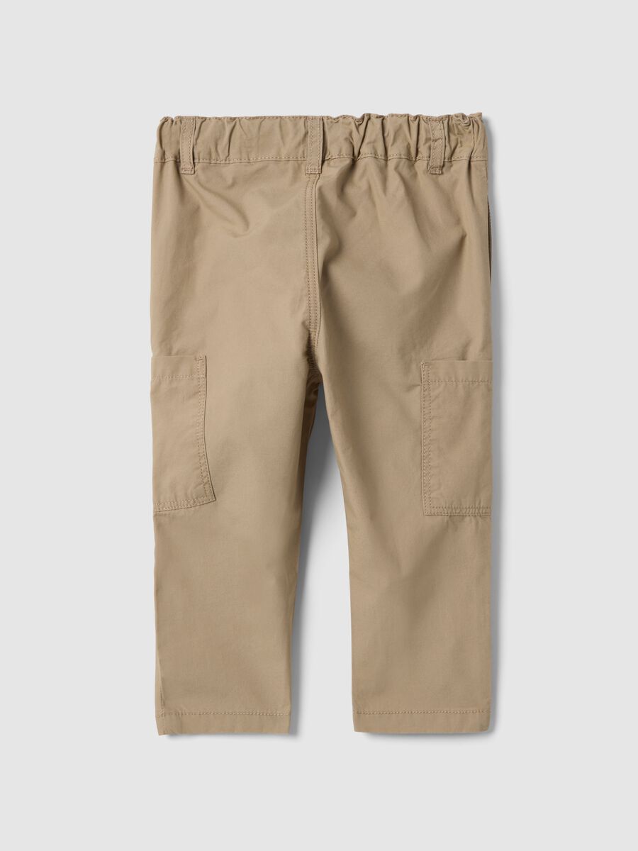 Children's beige pure cotton cargo trousers with regular fit_1
