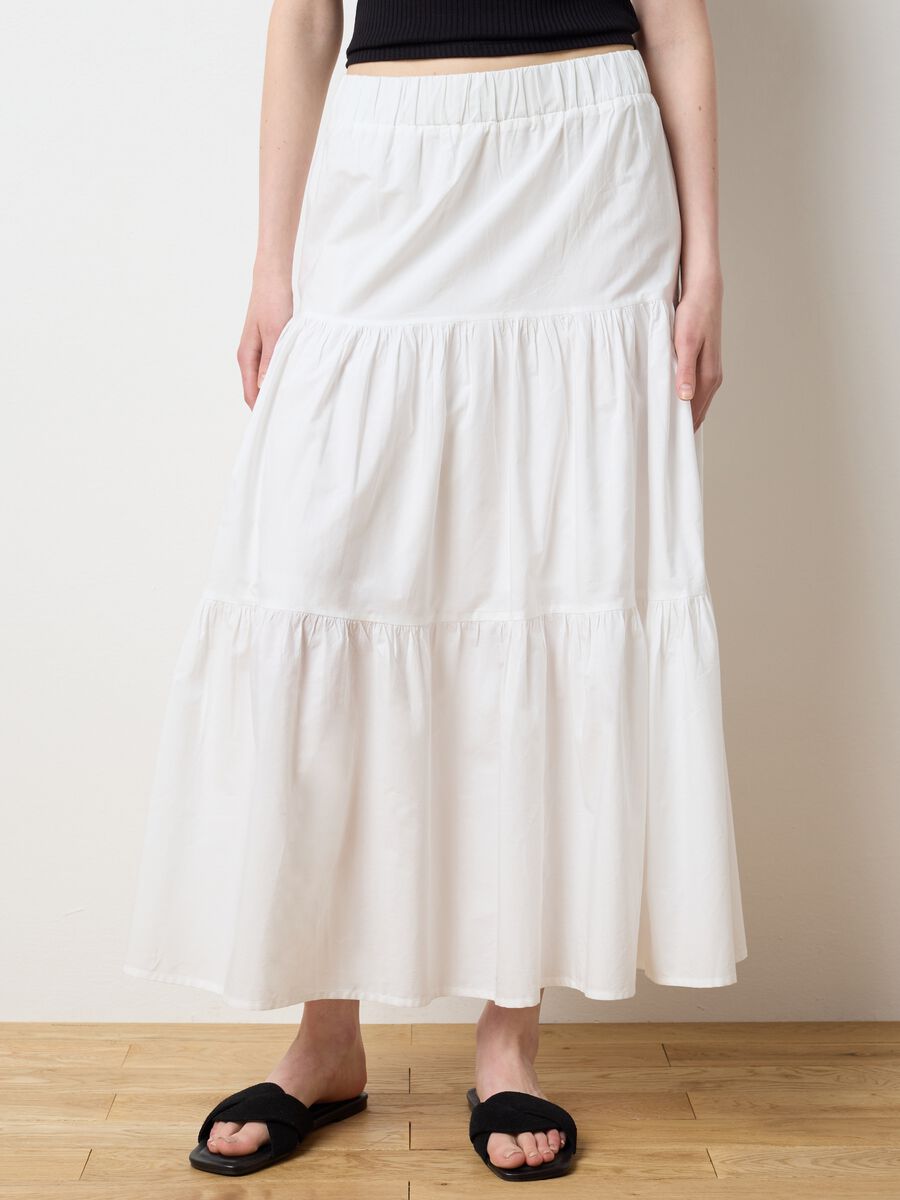 Women's long white pure cotton skirt, regular fit_1