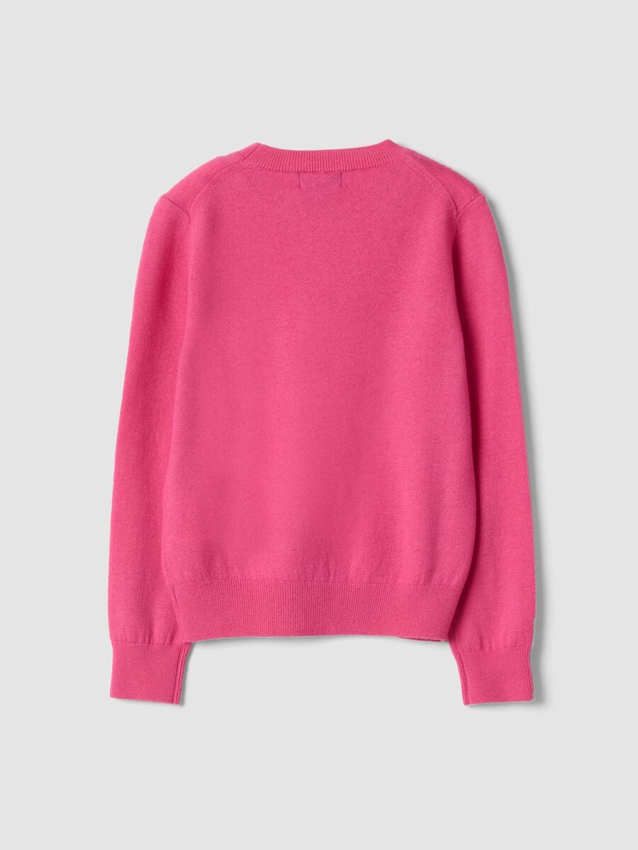 Maglione rosa in pura lana a maniche lunghe regular fit_5