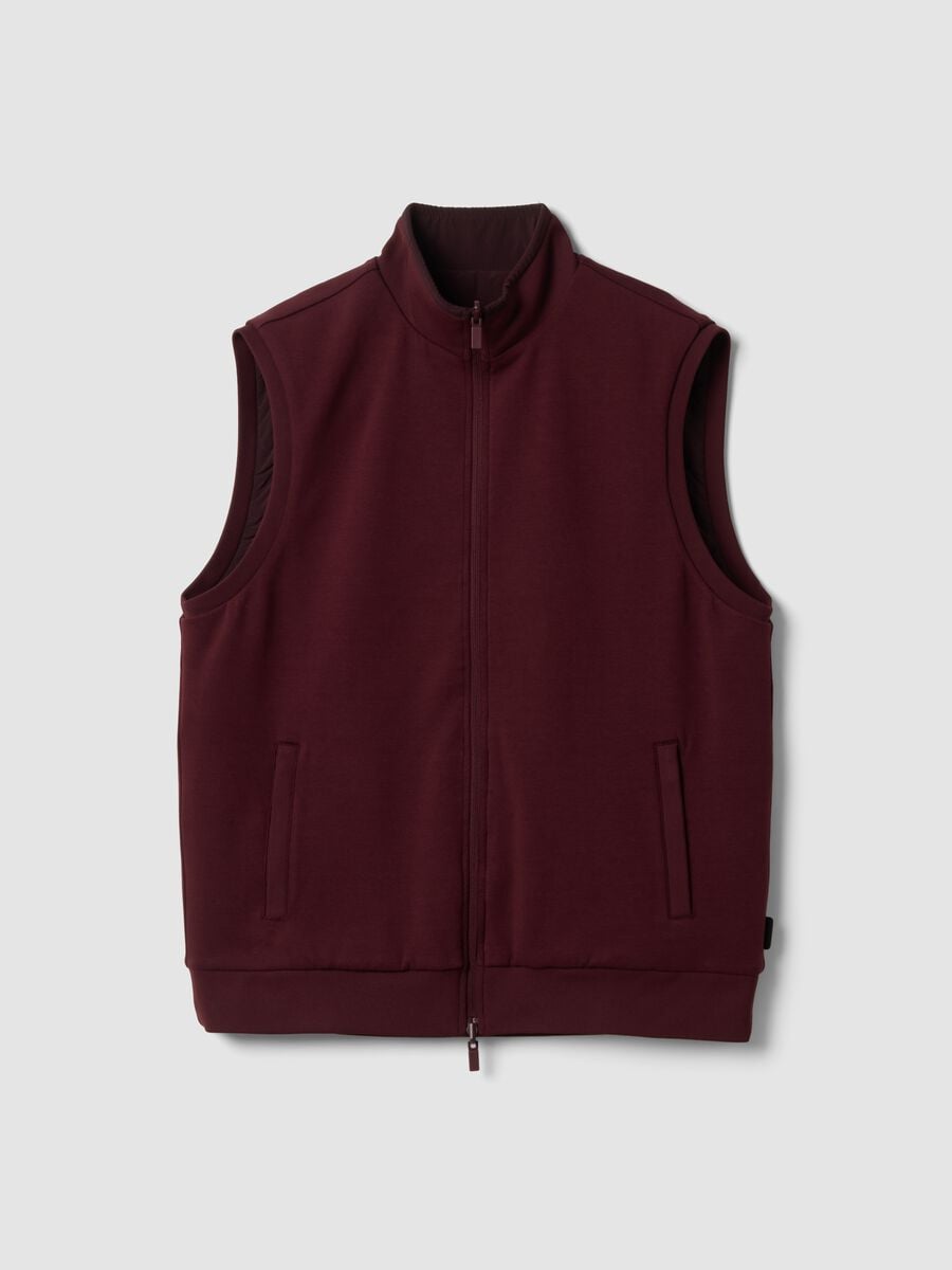 Red reversible stretch-cotton gilet with collar, regular fit_0
