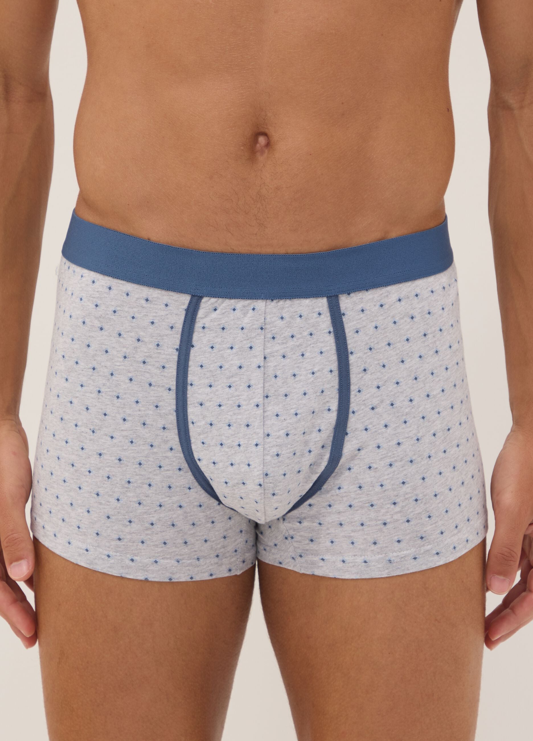 Three-pack of grey polka-dot organic stretch cotton boxers