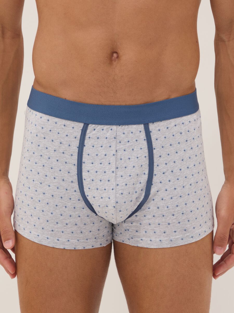 Tripack di boxer grigi in cotone organico elasticizzato a pois_1
