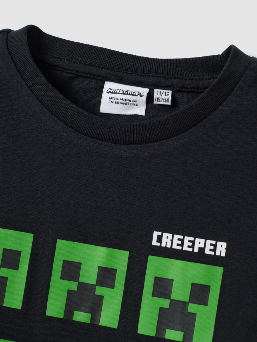 Black pure cotton Minecraft print T-shirt for boys_5