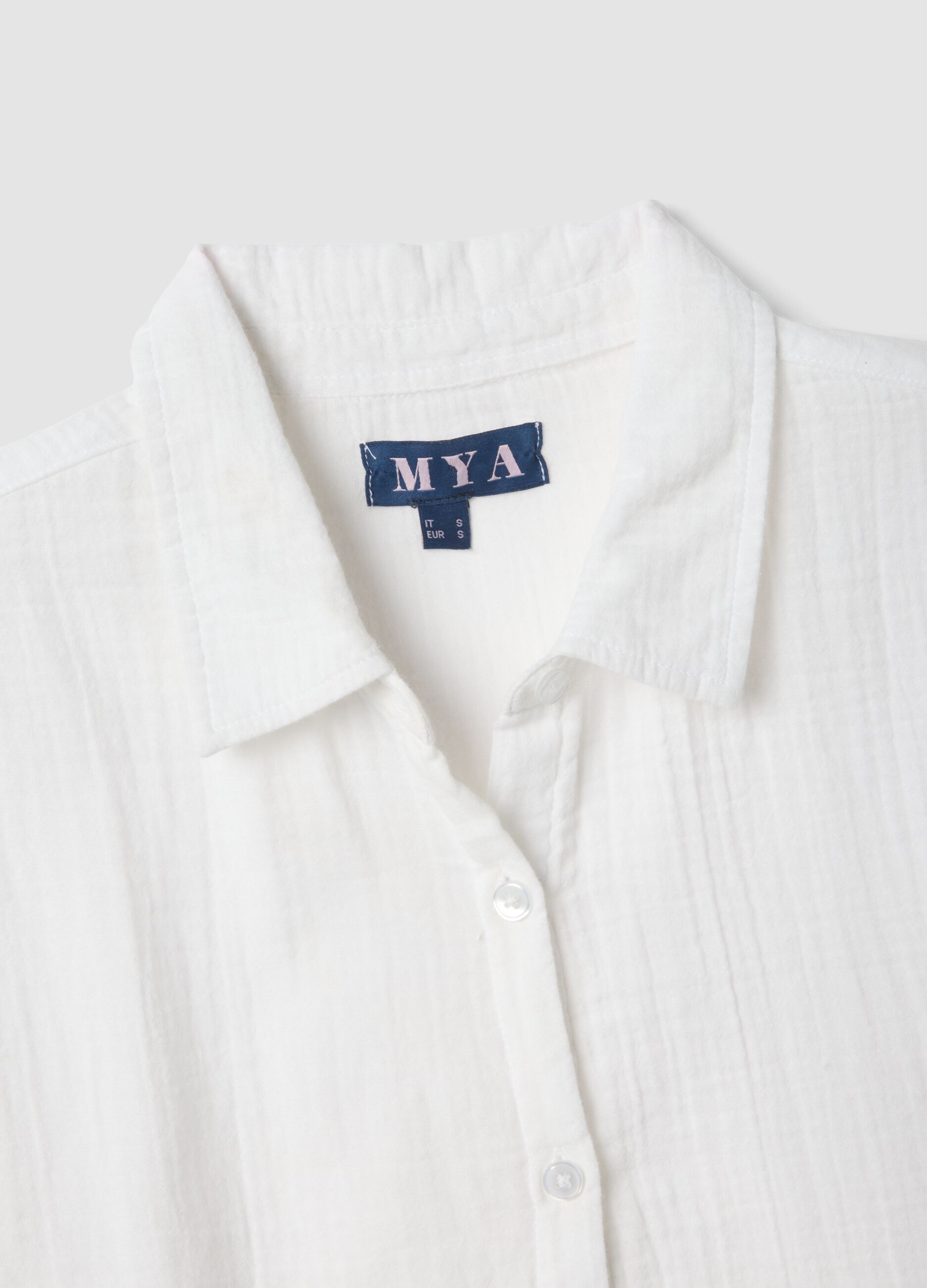 White pure cotton shirt with classic collar