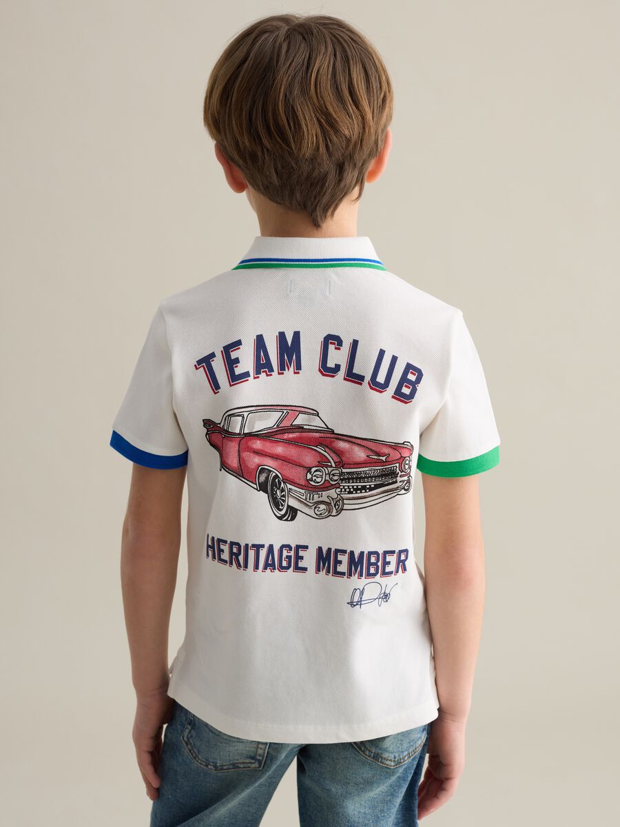 Piquet polo shirt with lettering print and logo embroidery_2