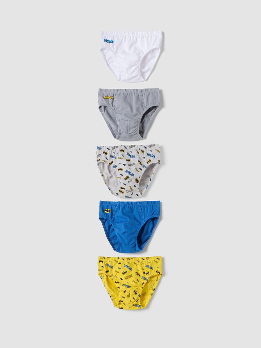 Multipack di cinque slip multicolor in puro cotone organico con fantasia Batman_0