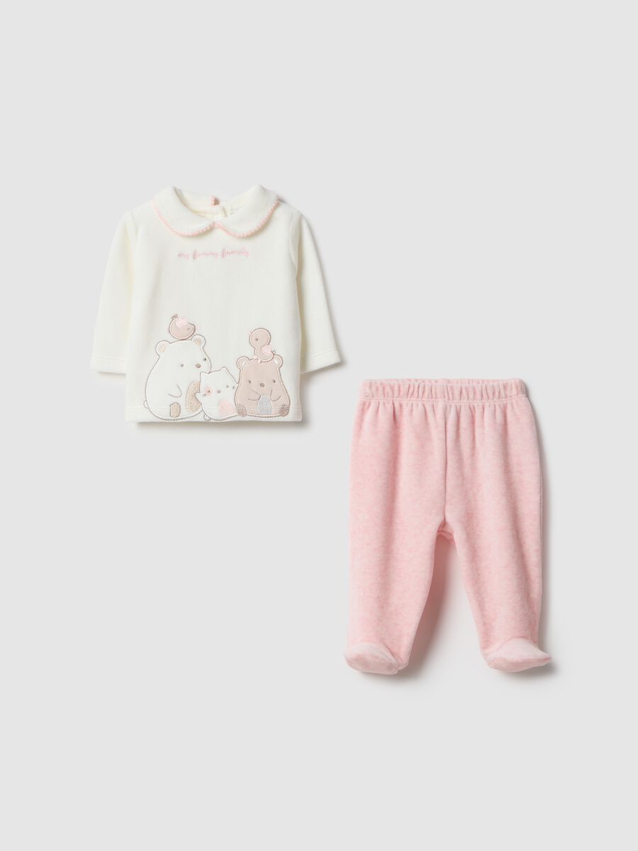 Baby set in white and pink cotton blend_0