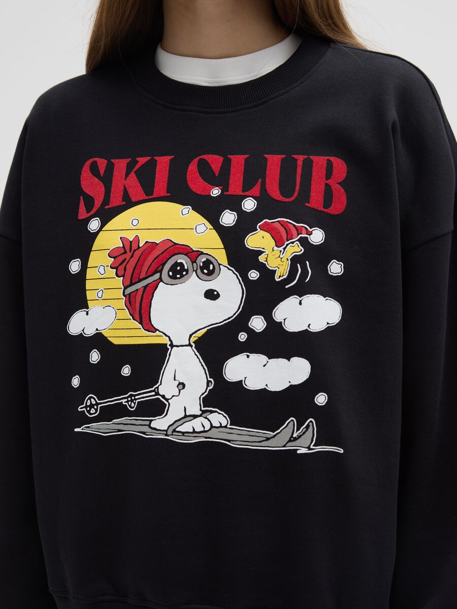 Black crewneck sweatshirt in cotton blend regular fit with Peanuts print_3