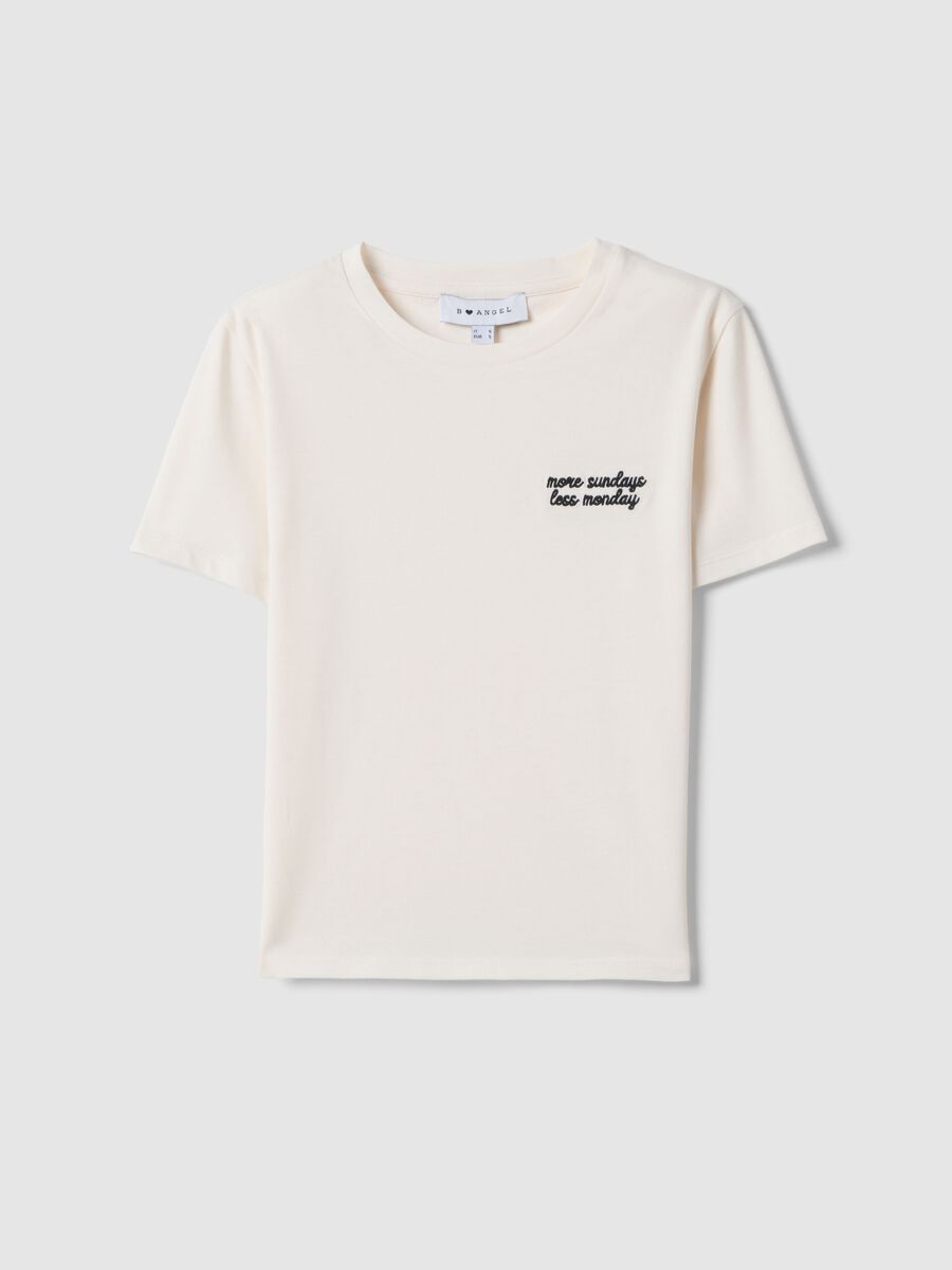 Slim fit white pure cotton T-shirt with writing_4