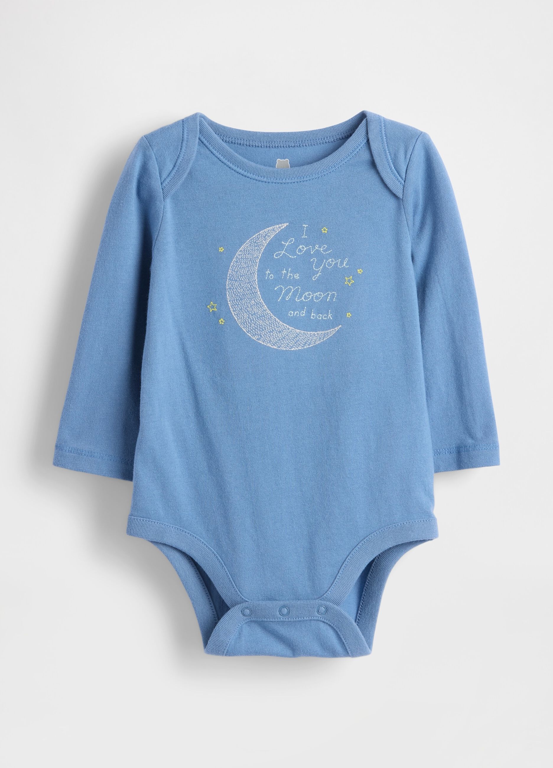 Long-sleeve blue cotton bodysuit