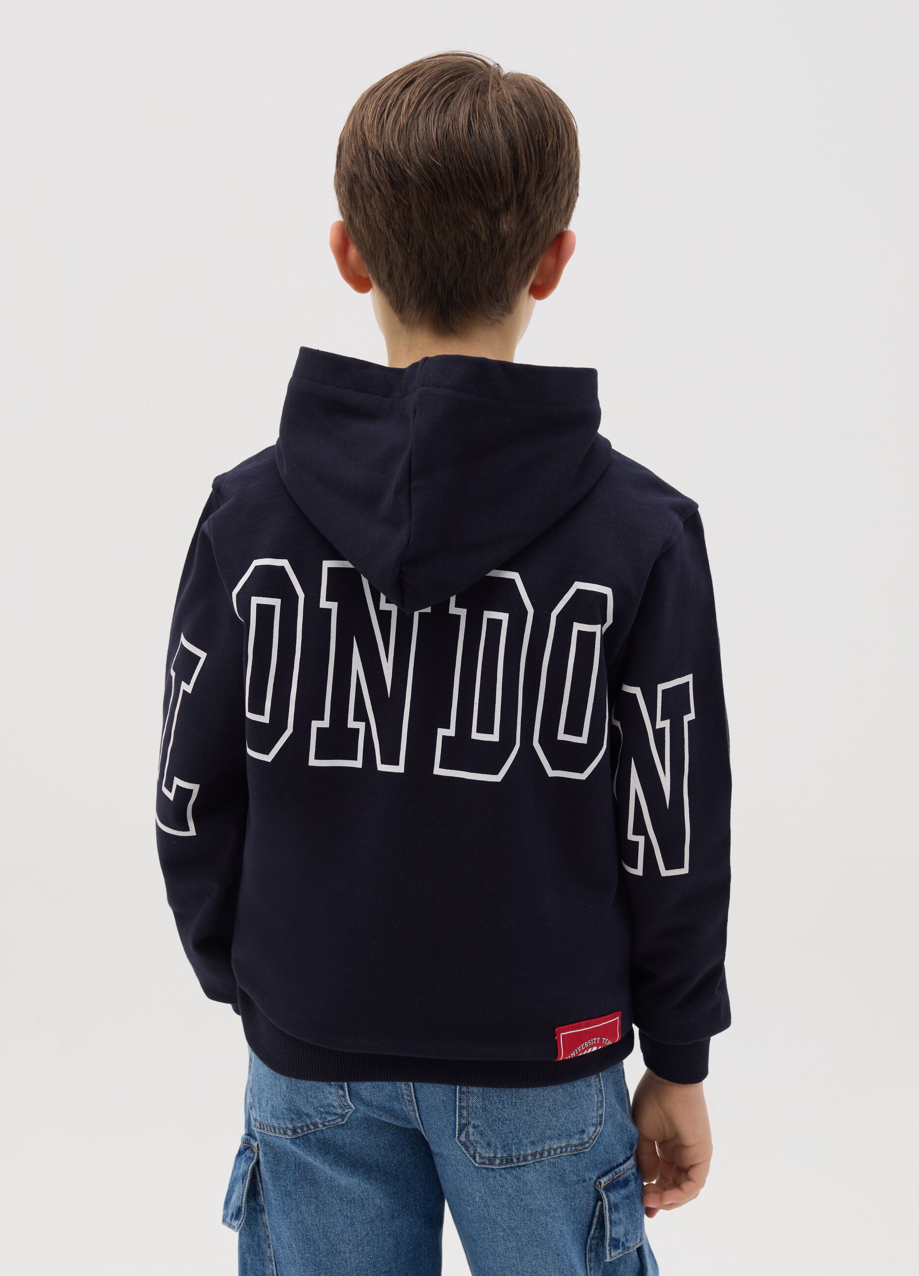 Sweatshirt with hood and "London University Team" print